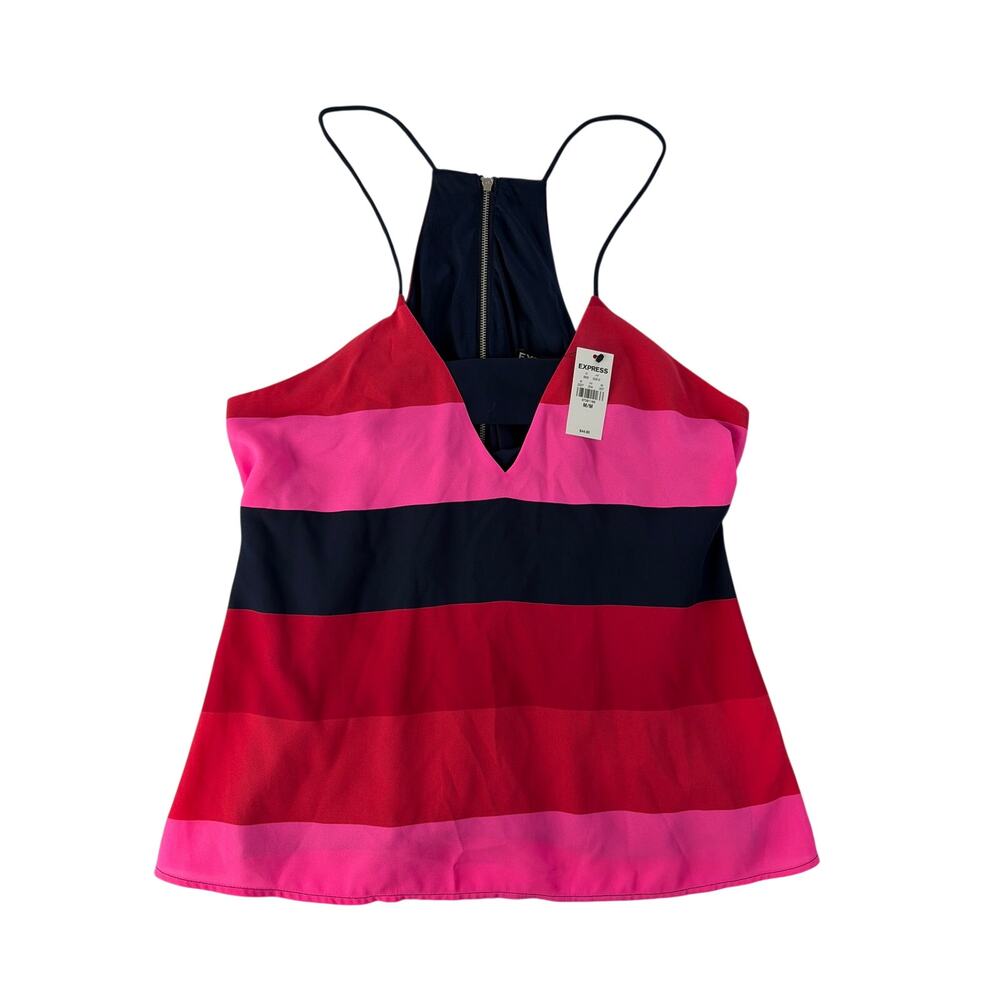 Express Striped Spaghetti-Strap Camisole in Pink, Red & Navy